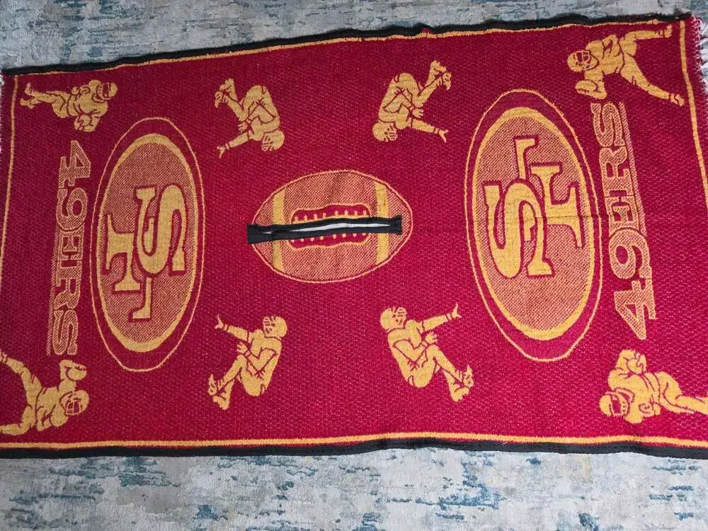 Vintage San Francisco 49ers NFL Reversible Biederlack Fleece Throw poncho